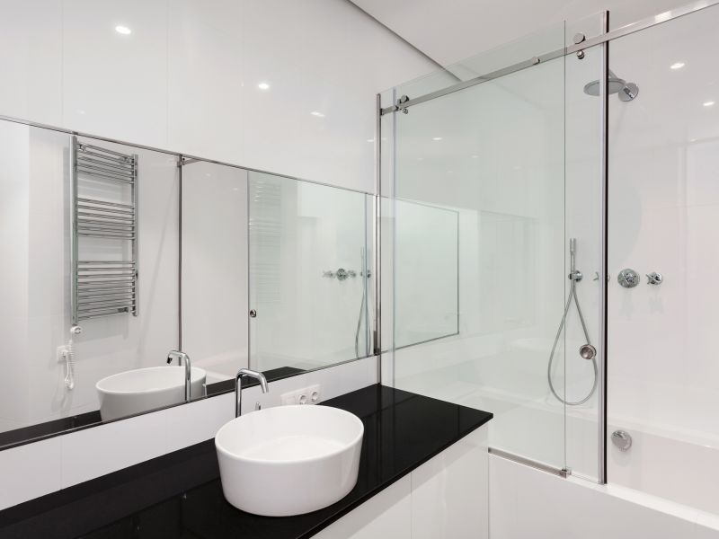 Corner Shower with Clear Glass and Chrome Fixtures